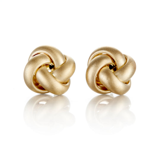 Brushed Gold Quadruple Knot Earrings