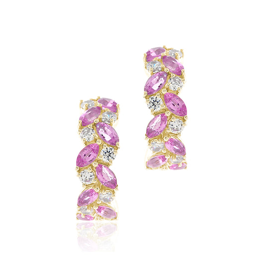 Waterfall Earrings in Pink Sapphires & Diamonds