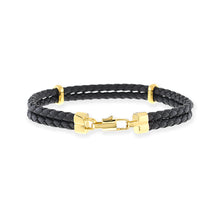 Gump's Signature Men's Double Braided Leather Bracelet, Black