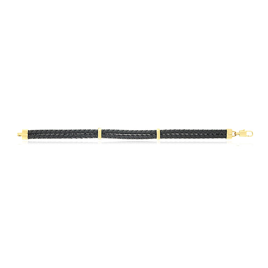 Men's Double Braided Leather Bracelet, Black