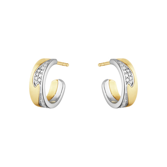 Georg Jensen Fusion Multi-Gold & Diamond Hoop Earrings