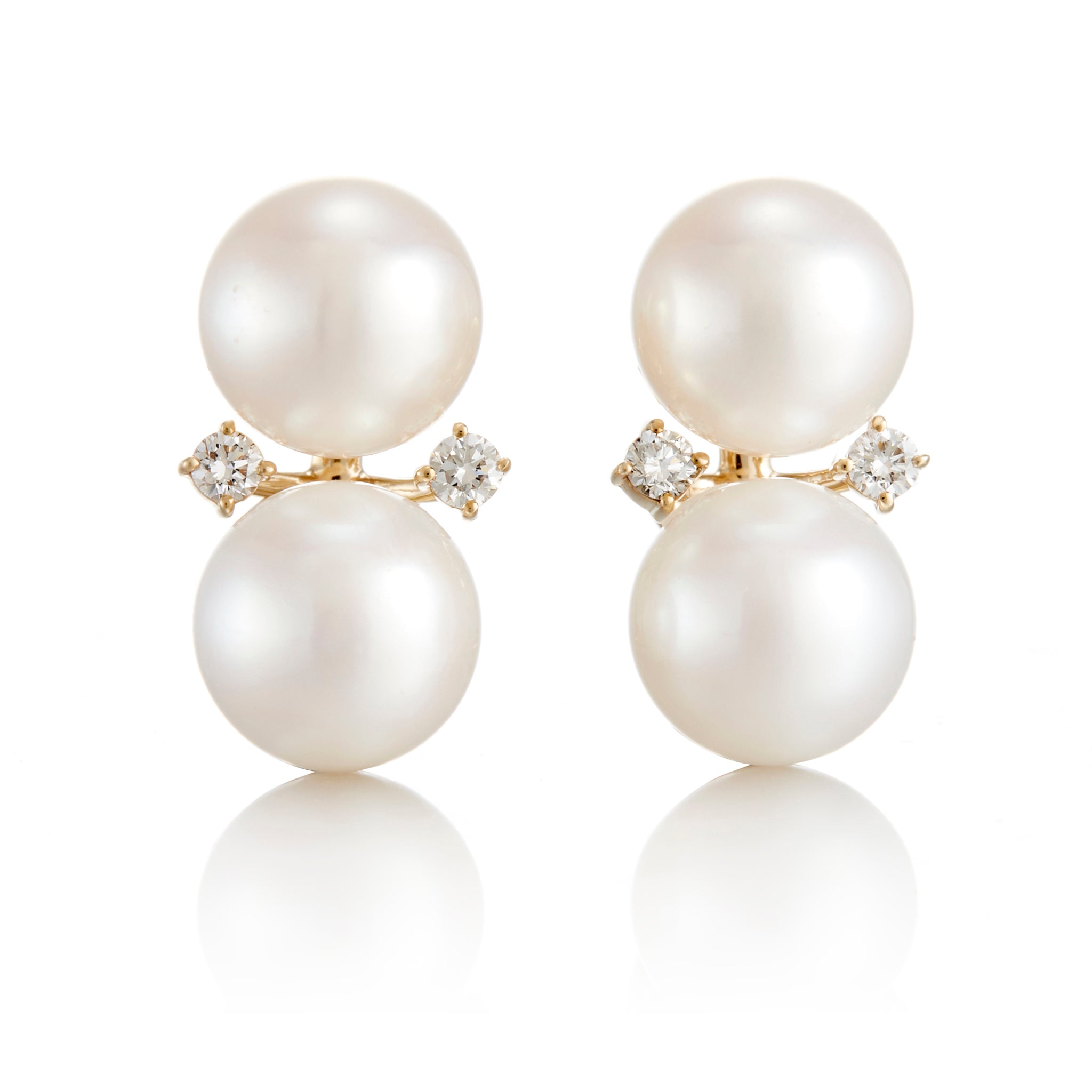 Gump's Signature Les Deux Earrings in Pearls & Diamonds