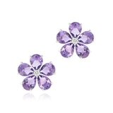 Forget-Me-Not Earrings in Amethyst & Diamonds