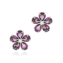 Gump's Signature Forget-Me-Not Earrings in Rhodolite Garnet & Diamonds