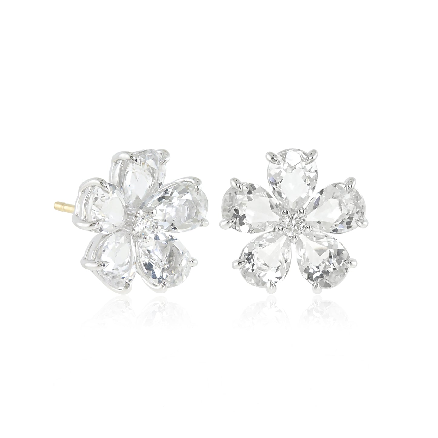 Forget-Me-Not Earrings in White Topaz & Diamonds