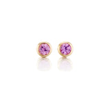 Mini Dot Earrings in Pink Sapphires