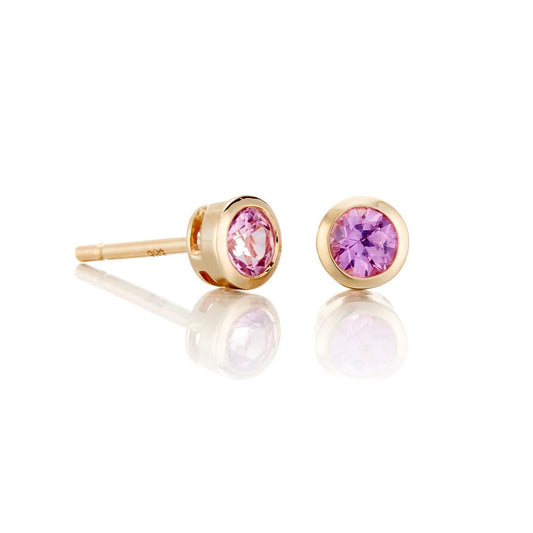 Mini Dot Earrings in Pink Sapphires