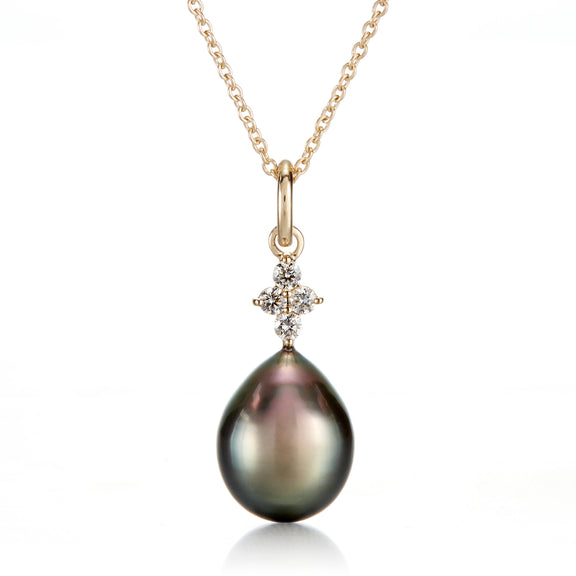 Gump's Signature Gray Tahitian Pearl & Diamond Pendant Necklace