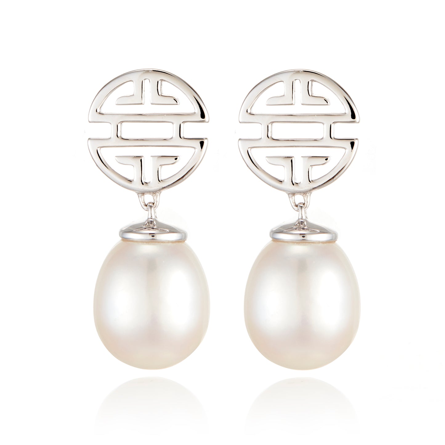 Gump's Signature Silver Shou & Pearl Drop Earrings