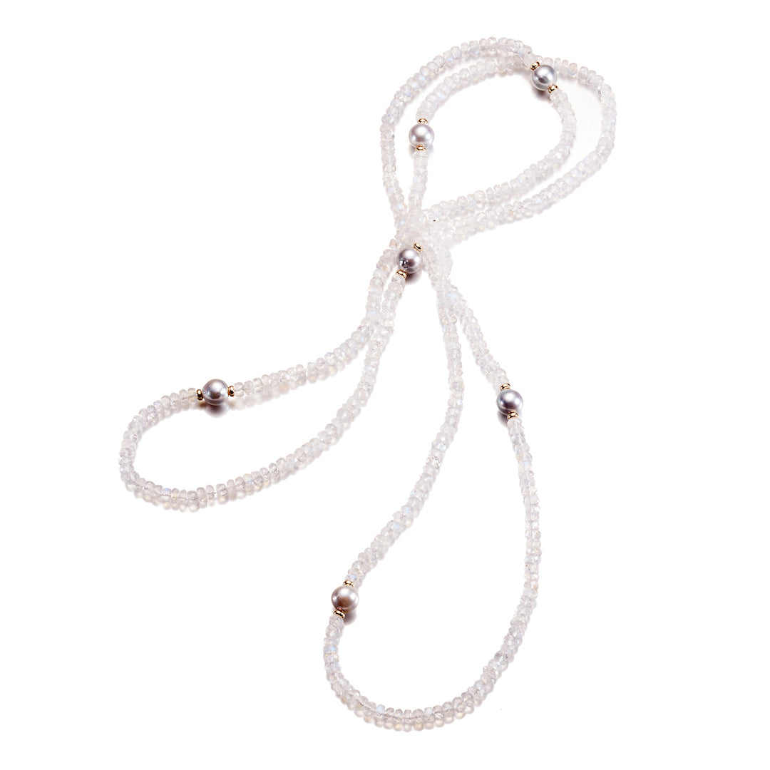 Gump's Signature Blue Akoya Pearl & Moonstone Rope Necklace