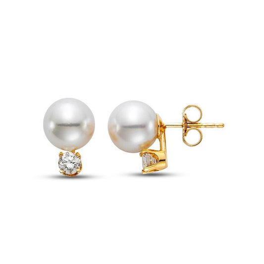 White Akoya Pearl & Diamond Earrings