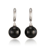 Gump's Signature White Gold Hoop & Black Jade Bead Earrings