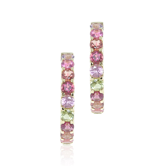 Gemmy Hoop Earrings in Rainbow Tourmaline