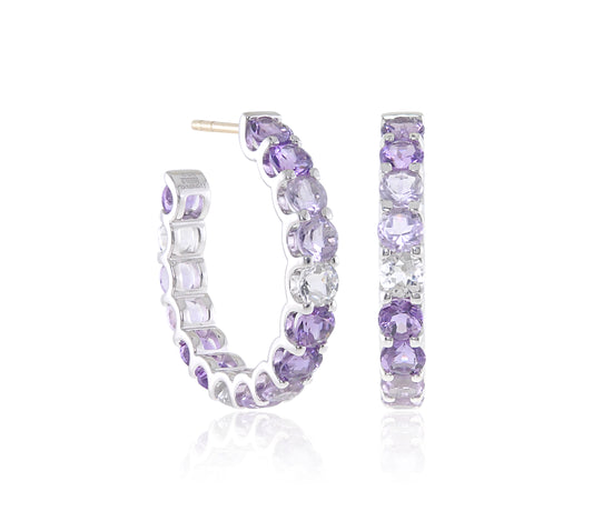 Gump's Signature Gemmy Hoop Earrings in Amethyst & White Quartz