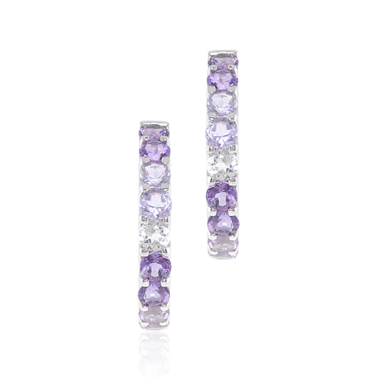 Gemmy Hoop Earrings in Amethyst & White Quartz