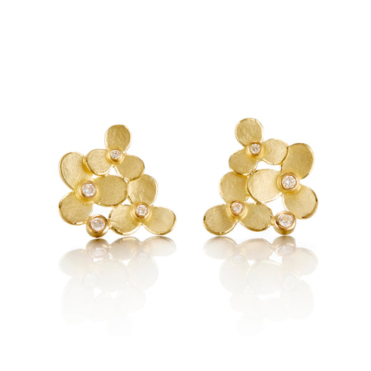 Barbara Heinrich Triple Trillium & Diamond Cluster Earrings