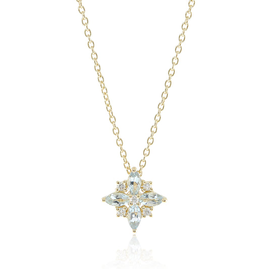 Gump's Signature Aquamarine Star & Diamond Pendant Necklace