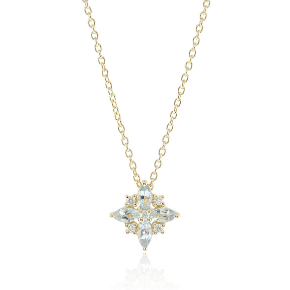 Gump's Signature Aquamarine Star & Diamond Pendant Necklace