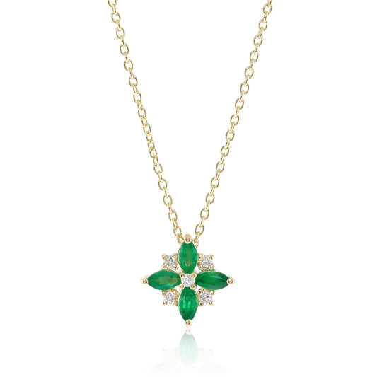 Gump's Signature Emerald Star & Diamond Pendant Necklace