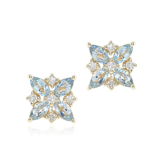 Gump's Signature Celeste Earrings in Aquamarine & Diamonds