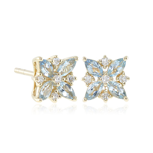 Celeste Earrings in Aquamarine & Diamonds