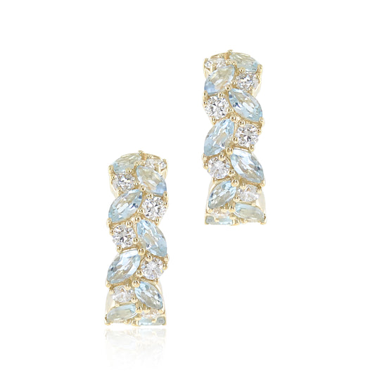 Waterfall Earrings in Aquamarine & Diamonds