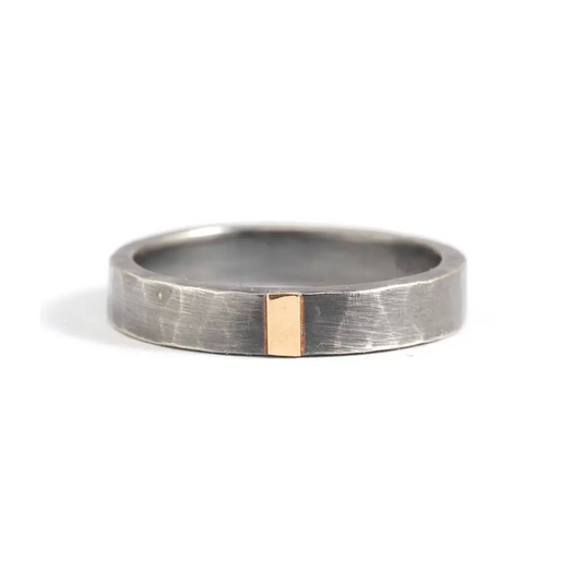 Melissa Joy Manning Men's Silver & Single Gold Stripe Band