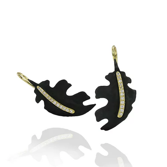 Sarah Graham Diamond Oak Leaf Earrings