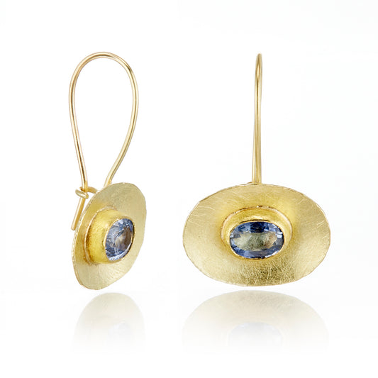 Gold & Sapphire Organic-Shaped Earrings