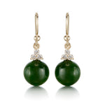 Gump's Signature Madison Drop Earrings in Green Jade & Diamonds