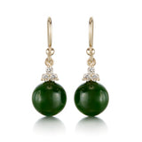 Gump's Signature Madison Drop Earrings in Green Jade & Diamonds