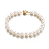 Gump's Signature 7mm White Pearl Bracelet with Diamond Clasp