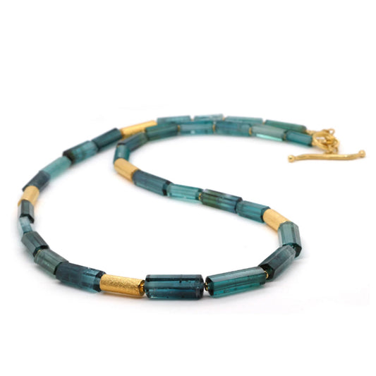 Indicolite Tourmaline Bead Necklace