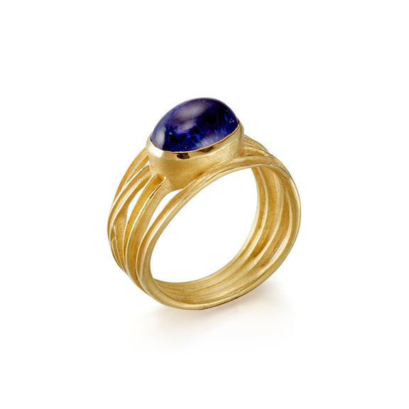 Barbara Heinrich Oval Tanzanite Wrapped Ribbon Ring