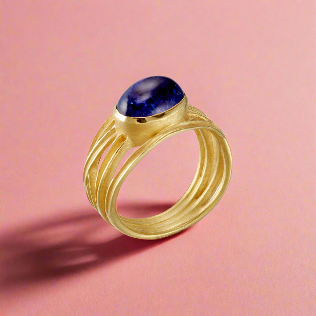 Oval Tanzanite Wrapped Ribbon Ring