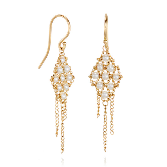 Woven Lattice Pearl Earrings