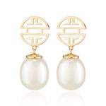 Gump's Signature Gold Shou & Pearl Drop Earrings