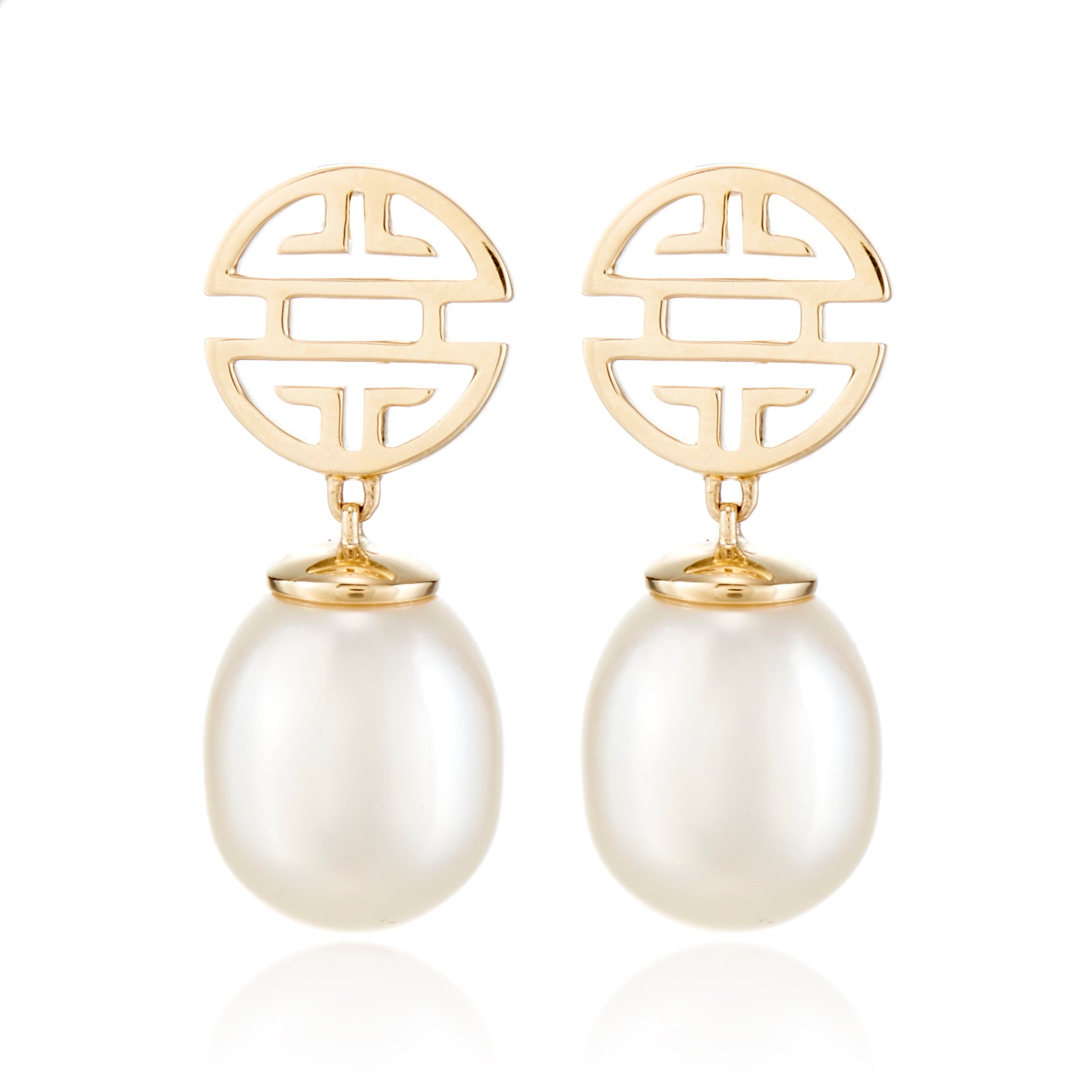 Gump's Signature Gold Shou & Pearl Drop Earrings