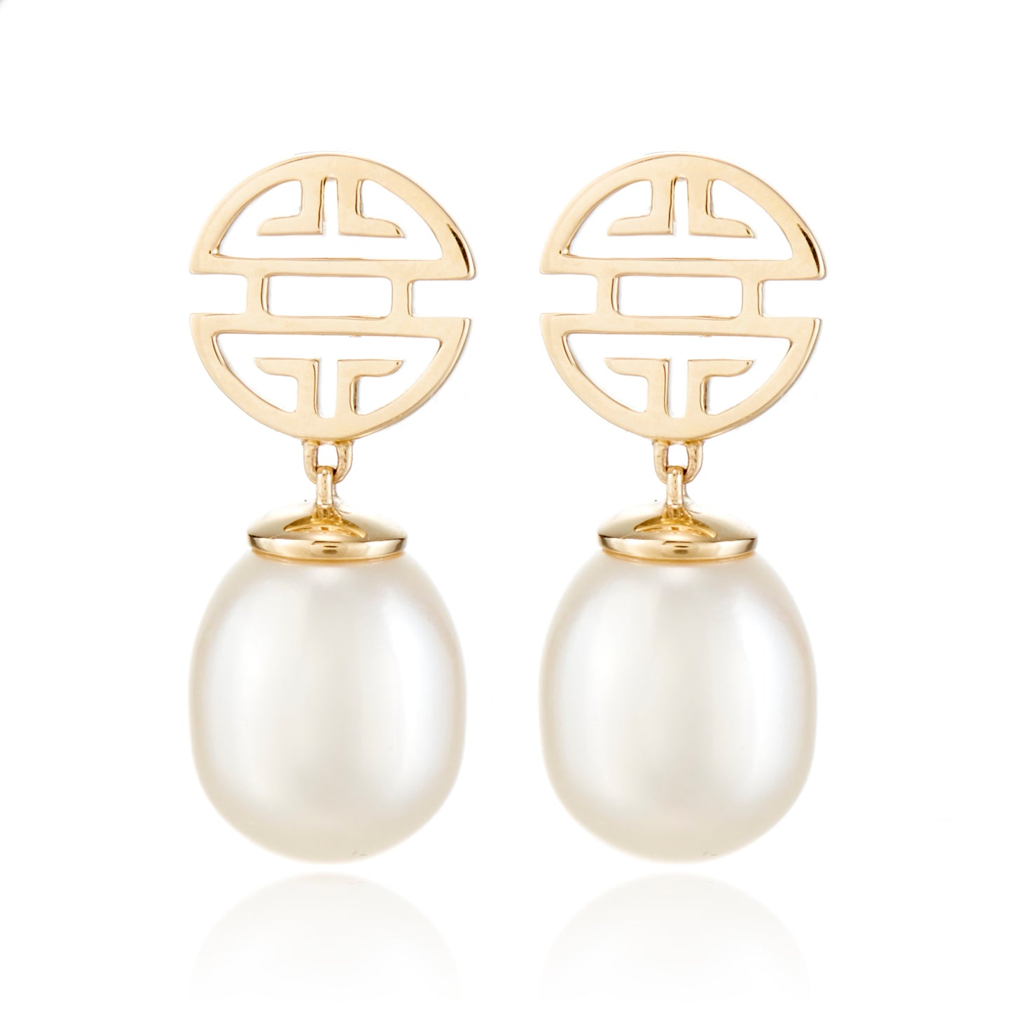 Gump's Signature Gold Shou & Pearl Drop Earrings