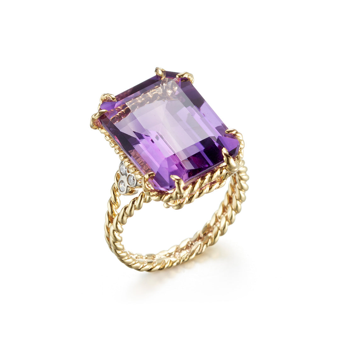Amethyst Twisted Rope Ring