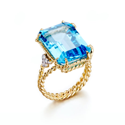 Blue Topaz Twisted Rope Ring