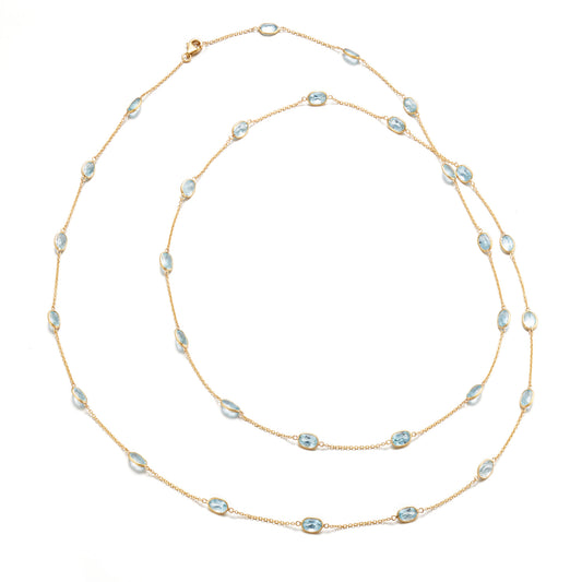 Gump's Signature Oval Aquamarine Long Station Necklace