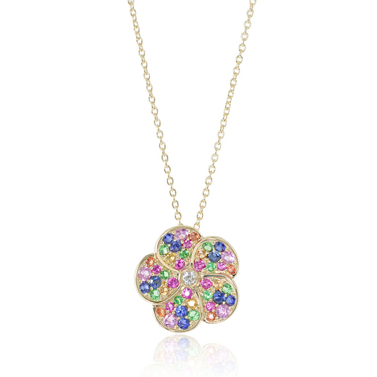 Gump's Signature Multi-Color Sapphire Flower Pendant Necklace