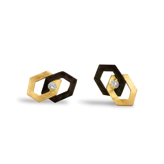 Sarah Graham Hex Diamond Interlock Stud Earrings