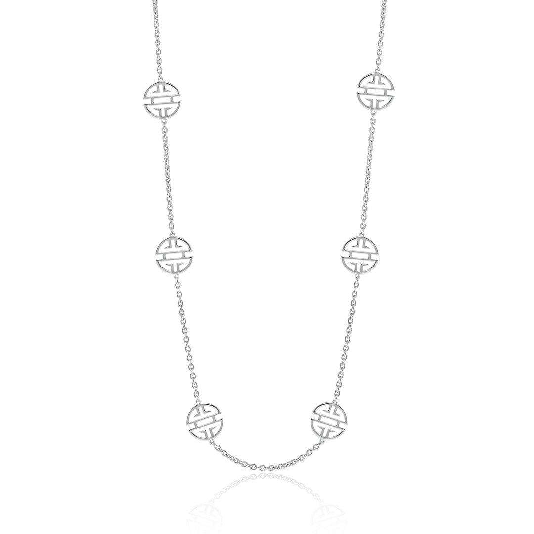 Gump's Signature Silver Six-Station Shou Necklace, 18"