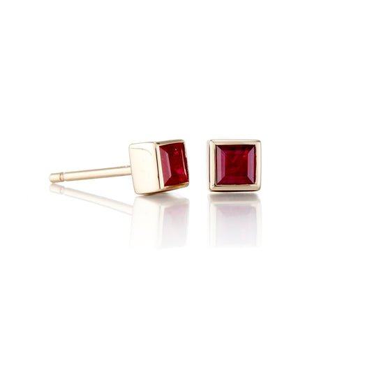 Mini Princess Earrings in Rubies