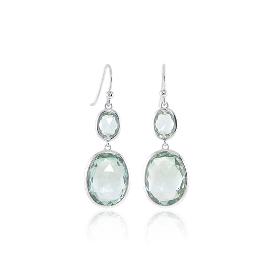 Raindrop Earrings in Green Amethysts