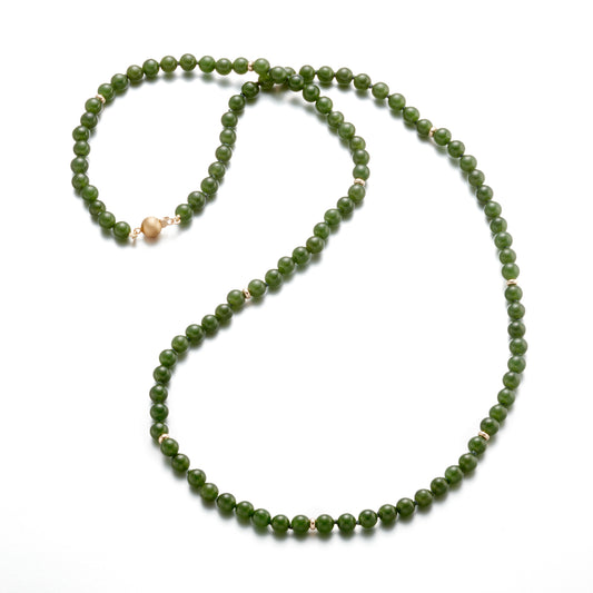 Wrap Bracelet in Green Nephrite Jade
