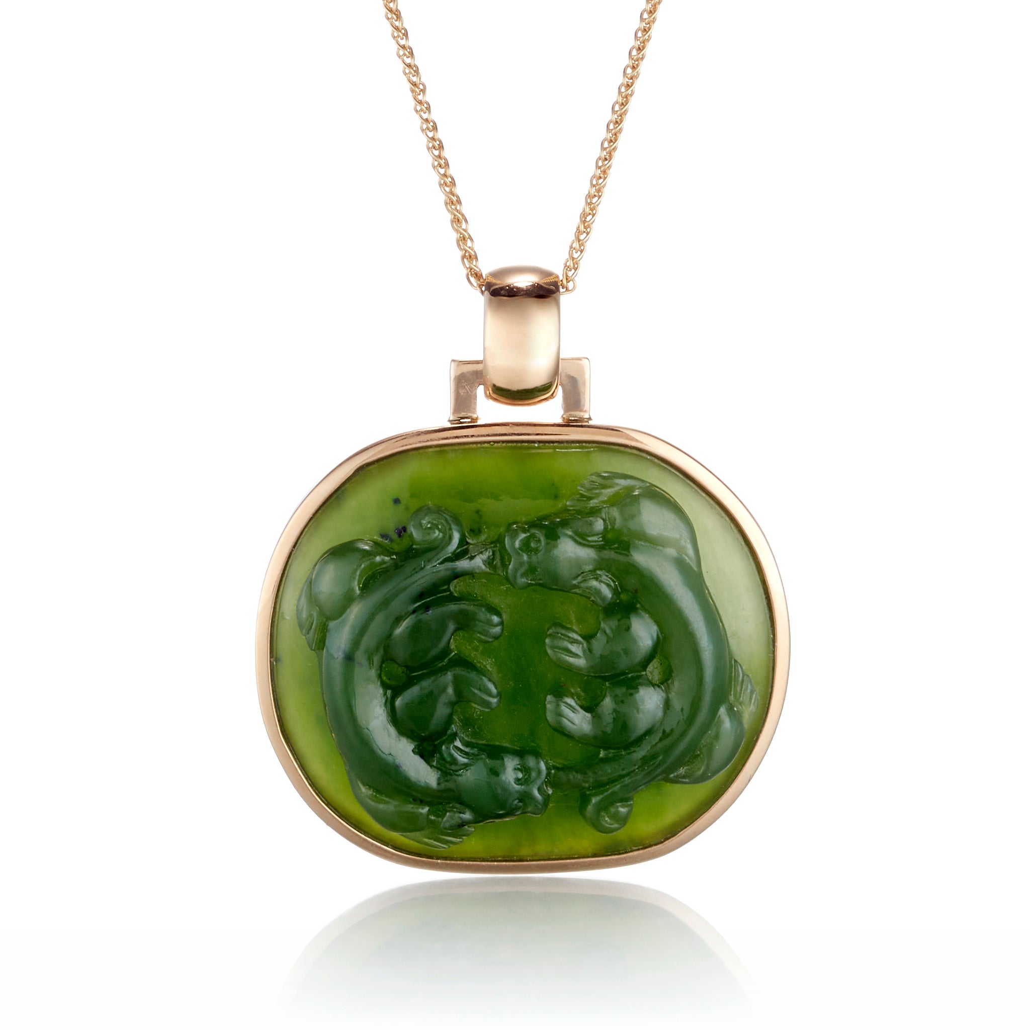 Gump's Signature Green Nephrite Jade Water Dragon Pendant