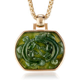 Green Nephrite Jade Water Dragon Pendant